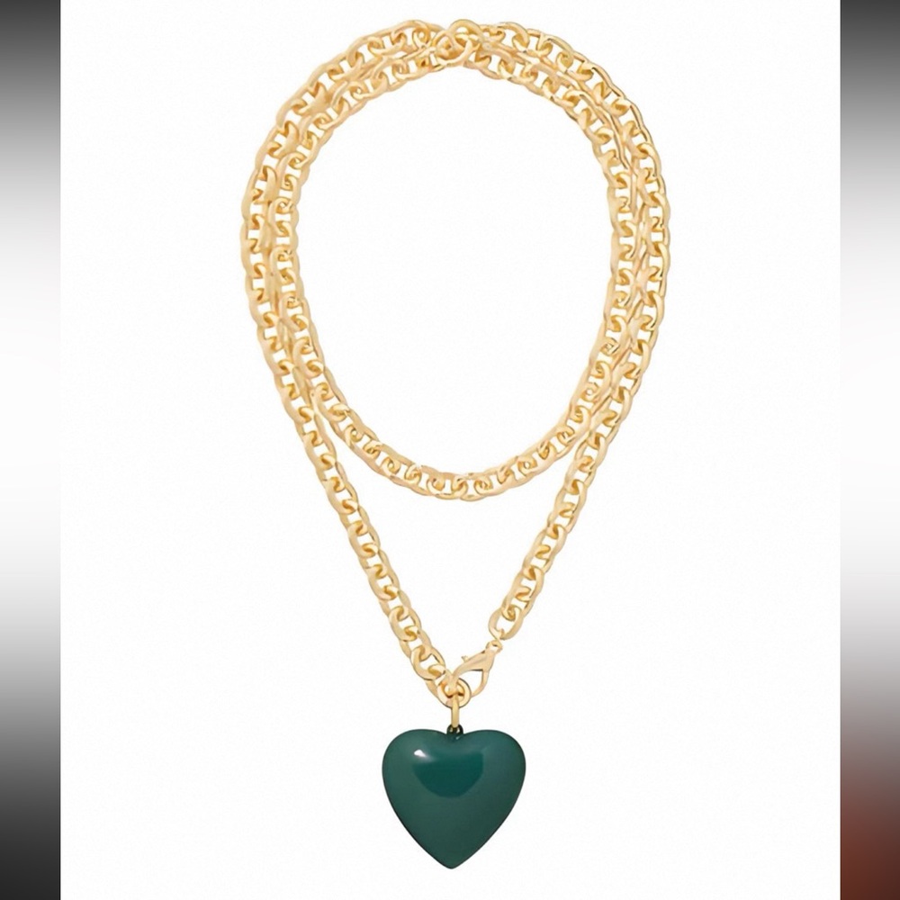 💚Roxanne assoulin The Puffy Heart Necklace in Forest Green